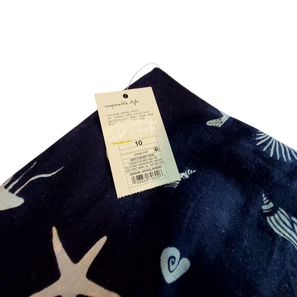 A New Day Womens Navy Blue Sea Life Pattern Skirt  10 Made of linen and rayon - Picture 3 of 9